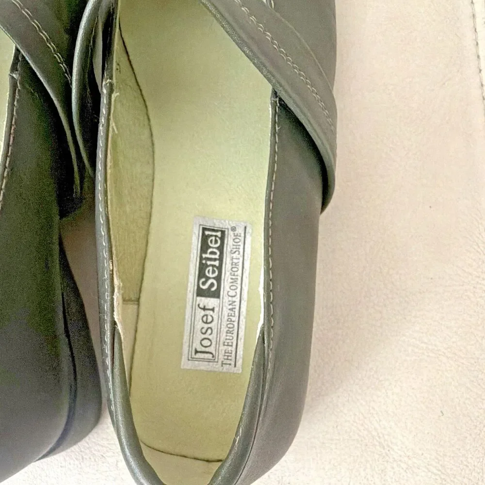 Josef Seibel Womens Leather Mary Jane Shoes EU 38 US 7.5-8 Comfort Green
